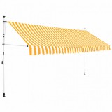 vidaXL Narancssárga-fehér csíkos kézzel feltekerhető napellenző 350 cm