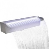 vidaXL Négyszögletes rozsdamentes acél medence szökőkút LED fényekkel 45 cm