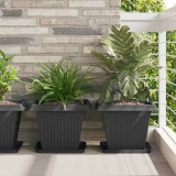 vidaXL Négyzetes Virágtálca 24 pcs Fekete 32 x 32 x 2,5 cm Műanyag