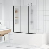 vidaXL Összecsukható zuhanyfal Fekete és Teljes Jég 132 x 2 x 140 cm