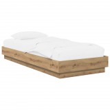 vidaXL Padlós ágykeret Kézműves Tölgy 80 x 200 cm Szerelt Fa