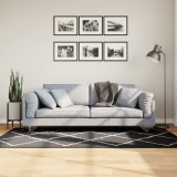 vidaXL PAMPLONA fekete és krém bolyhos modern szőnyeg 100 x 200 cm