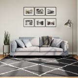vidaXL PAMPLONA fekete és krém bolyhos modern szőnyeg 200 x 200 cm