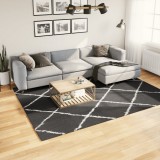 vidaXL PAMPLONA fekete és krém bolyhos modern szőnyeg 200 x 280 cm