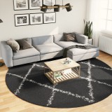 vidaXL PAMPLONA fekete és krém bolyhos modern szőnyeg Ø 280 cm