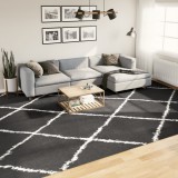 vidaXL PAMPLONA fekete és krém bolyhos modern szőnyeg 300 x 400 cm