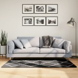 vidaXL PAMPLONA fekete és krém bolyhos modern szőnyeg 80 x 150 cm