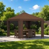 vidaXL Pavilon 3 x 3 m Barna Poliészter és acél 190 gsm