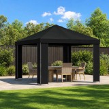 vidaXL Pavilon 3 x 3 m Fekete Poliészter és acél 190 gsm