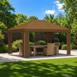 vidaXL Pavilon 4 × 3 m Tópszínű Poliészter és acél 190 gsm