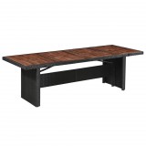 vidaXL Polyrattan és tömör akácfa kerti asztal 240 x 90 x 74 cm