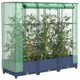 vidaXL Rattan hatású magaságyás üvegháztakaróval 120 x 40 x 123 cm