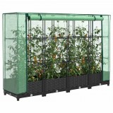 vidaXL Rattan hatású magaságyás üvegháztakaróval 160 x 40 x 123 cm