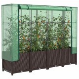 vidaXL Rattan megjelenésű magaságyás melegháztakaróval 160x40x138 cm