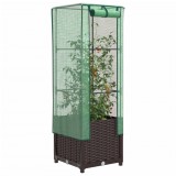 vidaXL Rattan megjelenésű magaságyás melegháztakaróval 40x40x139 cm
