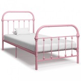 vidaXL Rózsaszín fém ágykeret 100 x 200 cm