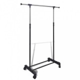 vidaXL Ruházat állvány 4 vállfa állítható 1 függő sín görgők