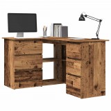 vidaXL Sarokasztal Régi fa 145x100x76 cm Gépelt fa