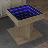 vidaXL Sonoma tölgy szerelt fa dohányzóasztal LED-del 50 x 50 x 45 cm