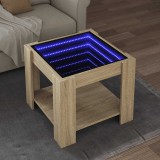 vidaXL Sonoma tölgy szerelt fa dohányzóasztal LED-del 53 x 53 x 45 cm