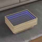 vidaXL Sonoma tölgy szerelt fa dohányzóasztal LED-del 70 x 50 x 30 cm