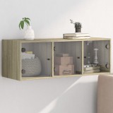 vidaXL Sonoma tölgy színű faliszekrény üvegajtókkal 102 x 37 x 35 cm
