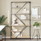 vidaXL Sonoma tölgy színű szerelt fa és acél könyvespolc 91x36x176 cm