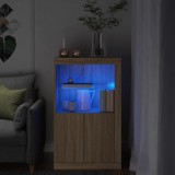 vidaXL Sonoma tölgy színű szerelt fa tálalószekrény LED-világítással