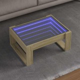 vidaXL Sonoma tölgy végtelen hatású LED-es dohányzóasztal 70x53x30 cm