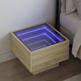 vidaXL Sonoma tölgy végtelen hatású LED-es éjjeliszekrény 40x40x30 cm