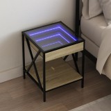 vidaXL Sonoma tölgy végtelen hatású LED-es éjjeliszekrény 40x40x49 cm