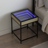vidaXL Sonoma tölgy végtelen hatású LED-es éjjeliszekrény 40x40x51 cm
