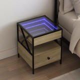 vidaXL Sonoma tölgy végtelen hatású LED-es éjjeliszekrény 40x40x51 cm