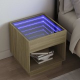vidaXL Sonoma tölgy végtelen hatású LED-es éjjeliszekrény 50x50x50 cm