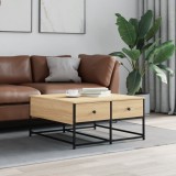 vidaXL Sonoma-tölgyszínű szerelt fa dohányzóasztal 80x80x40 cm