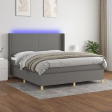 vidaXL Sötétszürke szövet rugós és LED-es ágy matraccal 160x200 cm