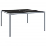 vidaXL Szürke acél és üveg kerti asztal 130 x 130 x 72 cm