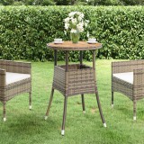 vidaXL Szürke akácfa és polyrattan kerti asztal Ø60 x 75 cm
