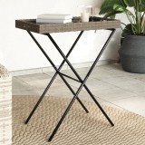 vidaXL Szürke összecsukható polyrattan tálcaasztal 65 x 40 x 75 cm