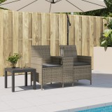 vidaXL Szürke polyrattan 2 személyes kerti kanapé asztallal, párnákkal