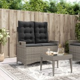 vidaXL Szürke polyrattan dönthető kerti pad párnával