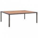 vidaXL Szürke polyrattan és akácfa kerti asztal 200 x 150 x 74 cm