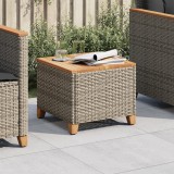 vidaXL Szürke polyrattan és akácfa kerti asztal 45 x 45 x 37 cm