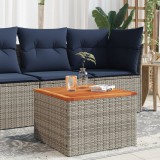 vidaXL Szürke polyrattan és akácfa kerti asztal 55 x 55 x 37 cm