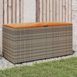 vidaXL Szürke polyrattan és akácfa kerti tárolóláda 110 x 50 x 54 cm