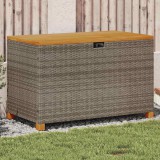 vidaXL Szürke polyrattan és akácfa kerti tárolóláda 110 x 55 x 63 cm