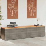 vidaXL Szürke polyrattan és akácfa kerti tárolóláda 220 x 50 x 54 cm