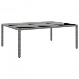 vidaXL Szürke polyrattan és edzett üveg kerti asztal 200 x 150 x 75 cm