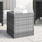 vidaXL Szürke polyrattan és edzett üveg kisasztal 40 x 37 x 40,5 cm