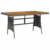 vidaXL Szürke polyrattan és tömör akácfa kerti asztal 130 x 70 x 72 cm